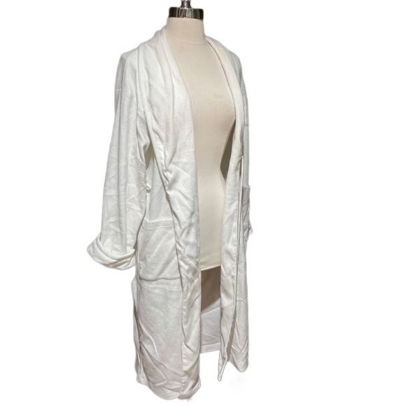karen neuburger white robe sz 8 missing belt ribbed hotel style - Picture 1 of 5